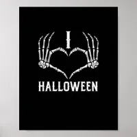 Halloween Skeleton Hands Heart Cute Women Girls Ki Poster