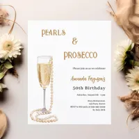 Pearls Prosecco bubbly birthday invitation