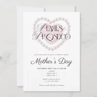 Modern Preppy Pearls & Prosecco Mother's Day Party Invitation