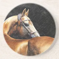 Palomino Akhal-teke stallion Drink Coaster