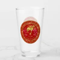 Chinese Zodiac Sheep Red/Gold ID542 Glass