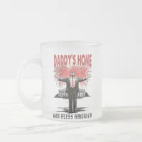 *~* AP16 Trump Daddy's Home MAGA White House Frosted Glass Coffee Mug