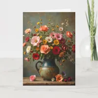 Thinking of You Bright Flowers in Pitcher Card
