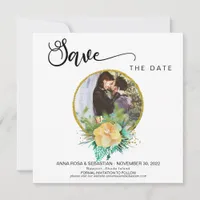 *~* PHOTO Floral Wreath Boho Wedding Save The Date