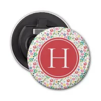 Colorful Boho Spring Garden Flowers Monogram Bottle Opener