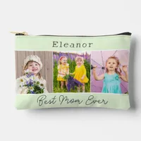 Best Mom Ever Green 3 Photos Monogrammed Accessory Pouch