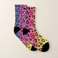 Rainbow Leopard Cheetah Animal Print Pattern Socks