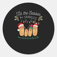 Tis Season For Tamales Mexican Christmas Modern Classic Round Sticker