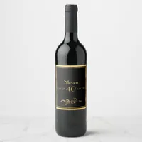 40th birthday party elegant black and gold wine label