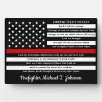 Firefighter's Prayer Personalized Thin Red Line Plaque