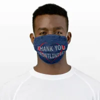 Thank You with Red Heart Outline Blue Wall Texture Adult Cloth Face Mask