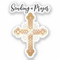 Gold cross sending a prayer sticker