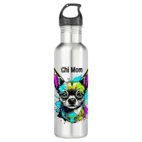 Chihuahua Cyberpunk style Art Chi Mom Stainless Steel Water Bottle