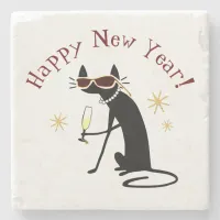 Happy New Year Cat with Champagne