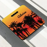 Tropical Orange Sunset and Palm Trees Seat Cushion