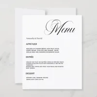 Wedding dinner menu card