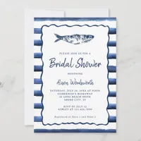 Nautical Stripes Fish Coastal Bridal Shower Invitation