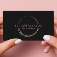 Rose Gold Abstract Circle Salon Logo Business Card