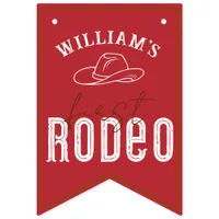 Red First Rodeo Photo Banner – Western Cowboy 1st 