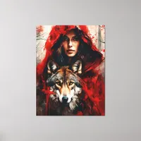 Fairytale Woman and a Wolf  Canvas Print