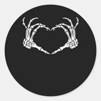 Skeleton Hand Heart Sign Costume Funny Halloween Classic Round Sticker
