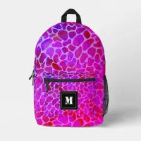 Purple and Pink Leopard Print Monogram  Printed Backpack