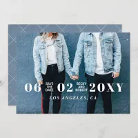 Blue Stylish Simple Modern Typography Photo Save The Date