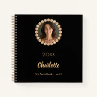 Black gold photo diamonds notebook
