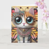 Adorable Butterfly Cat Fairy All Occasions Card
