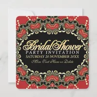 Red Gold Modern Eastern Bridal Shower Party Invitation