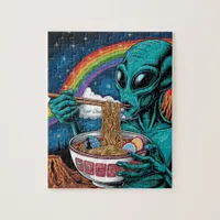 Alien Eating Noodles Jigsaw Puzzle