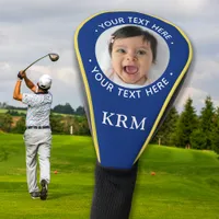 Custom Dad Grandpa Family Photo Stylish Monogram Golf Head Cover