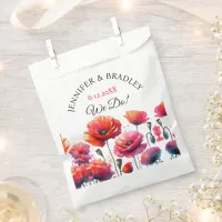 Red Poppies Floral Wedding  Favor Bag