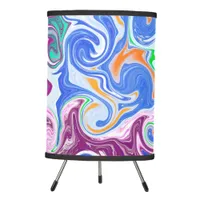 Blue and Purple Swirls Abstract    Tripod Lamp