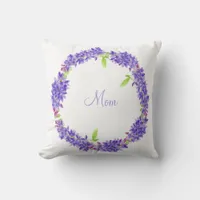 Purple Floral Wreath | Mom Throw Pillow