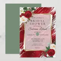 Bold Red Peonies and Crimson Paint Stroke Invitation