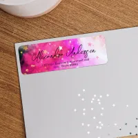 Stars Pink Clouds And Fancy Chic Script Label