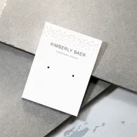 Simple Minimal Gold Pink Confetti Earring Display Business Card