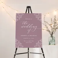 Elegant Mauve Wedding Welcome Sign Vintage