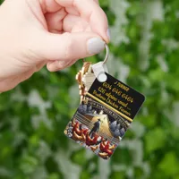 Farmer With New Hampshire Red Chickens at Dawn Keychain