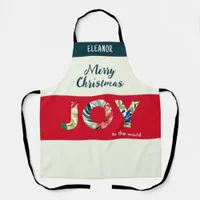 Joy To The World Bright Festive Christmas Kitchen Apron