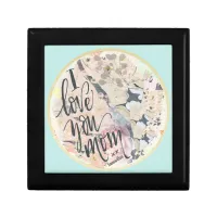 I Love You Mom Watercolor Add Any Name Green Gift Box