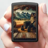 Rustic View of a Tractor Zippo Lighter