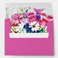 Magenta Cerise Floral Flower Envelope