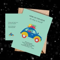 Funky Car Moving Home  Announcement Postcard