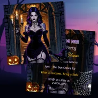 Black and Purple Witch | Halloween Party Invitation