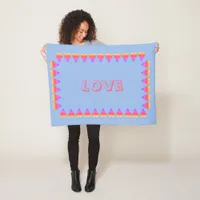 Fleece Blanket - Rows of Rainbow Colored Hearts