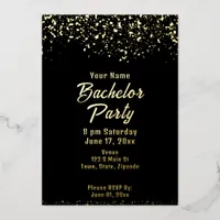 Black and Gold Foil Bachelor Party Foil Invitation