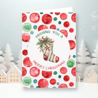  Watercolor Christmas Stocking Personalized Card