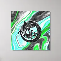 Dragon Blowing Fire Fluid Art Canvas Print
